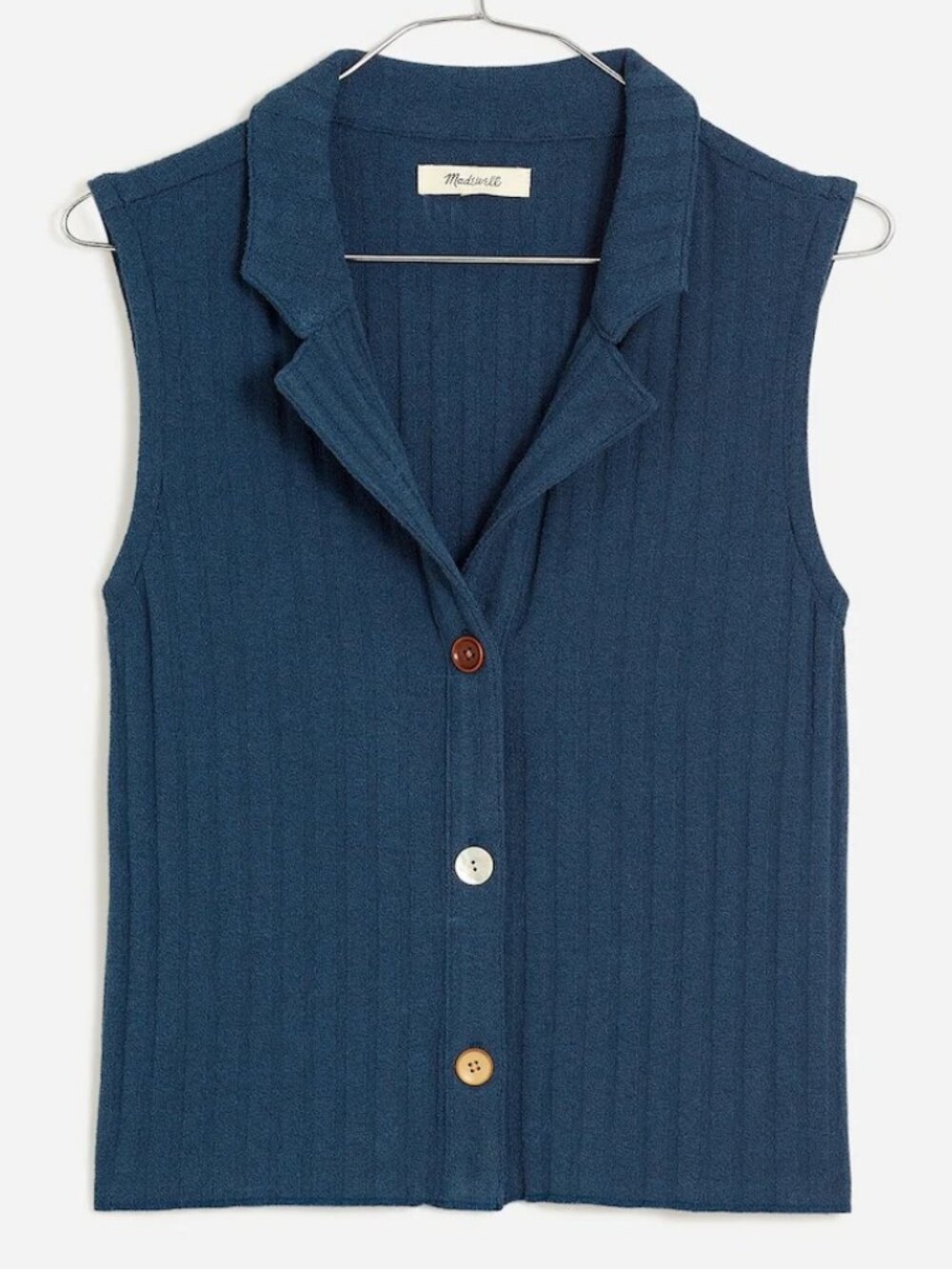 Madewell Mixed-Button Ribbed Polo Tank